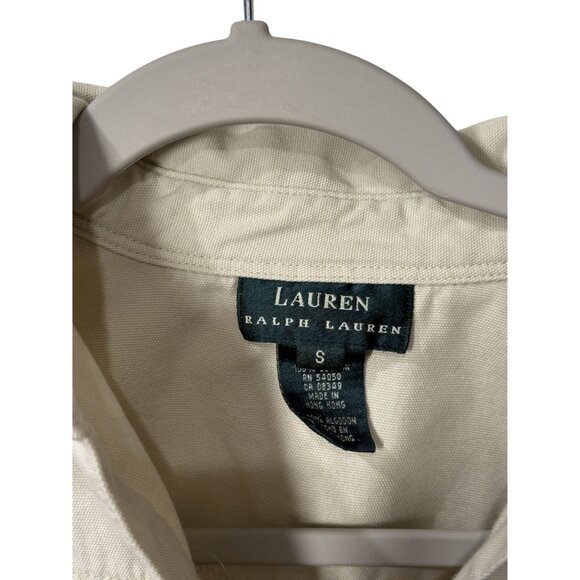 Lauren Ralph Lauren Beige Button-Up Shirt Utility Fishing Outdoor Womens Size S - Picture 2 of 4